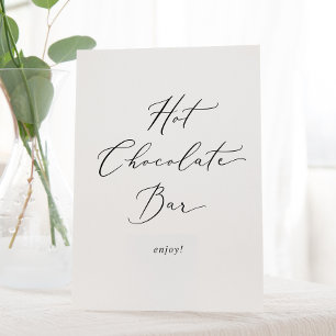 Delicate Black Calligraphy Hot Chocolate Bar Pedestal Sign