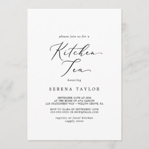 Delicate Black Calligraphy Kitchen Tea Invitation