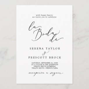 Delicate Black Calligraphy La Boda De Wedding Invitation