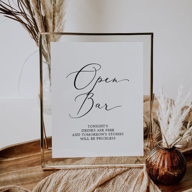 Delicate Black Calligraphy Open Bar Sign (Creator Uploaded)
