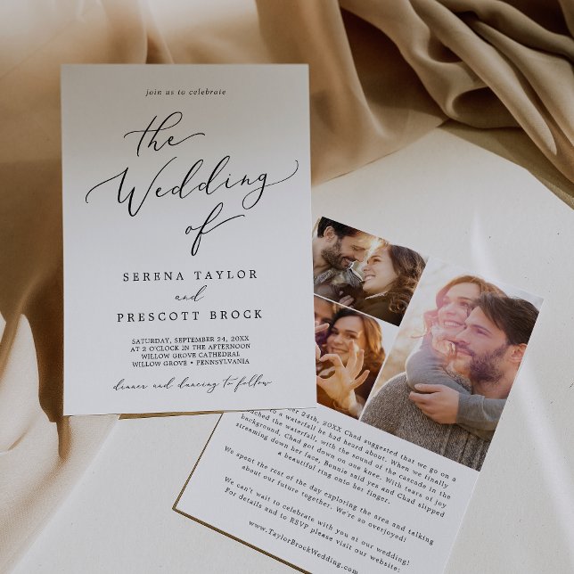 Delicate Black Calligraphy Proposal Story Wedding Invitation (Creator Uploaded)