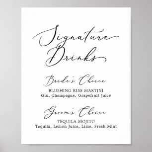 Delicate Black Calligraphy Signature Drinks Sign