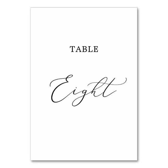 Delicate Black Calligraphy Table Eight Table Number (Front)
