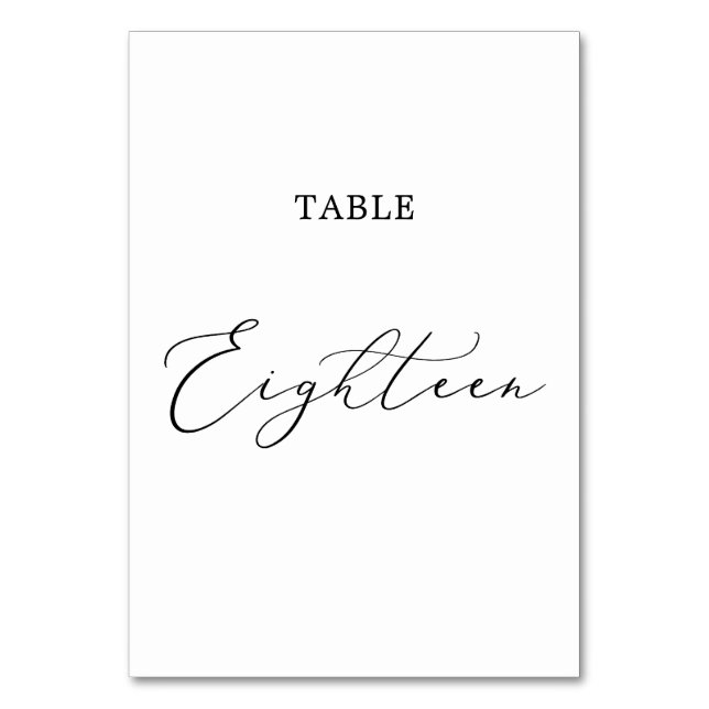 Delicate Black Calligraphy Table Eighteen Table Number (Front)