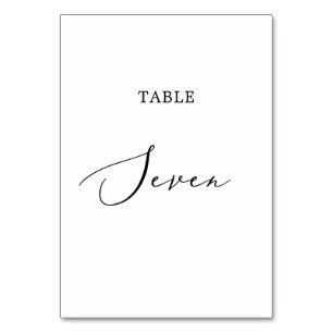 Delicate Black Calligraphy Table Seven Number