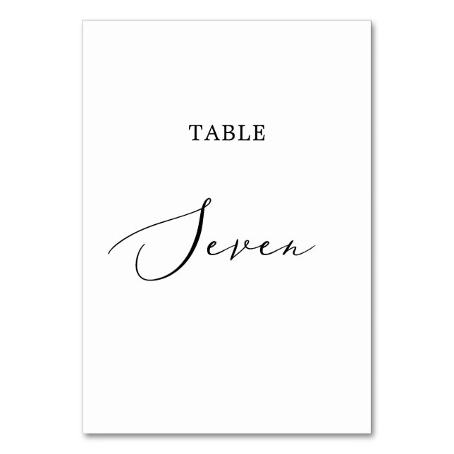 Delicate Black Calligraphy Table Seven Number (Front)