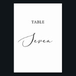 Delicate Black Calligraphy Table Seven Table Number<br><div class="desc">This delicate black calligraphy table seven table number is perfect for a modern wedding. The romantic minimalist design features lovely and elegant black typography on a white background with a clean and simple look. The card prints on the front and back (double-sided). Other table numbers in the collection are sold...</div>