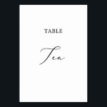 Delicate Black Calligraphy Table Ten Table Number<br><div class="desc">This delicate black calligraphy table ten table number is perfect for a modern wedding. The romantic minimalist design features lovely and elegant black typography on a white background with a clean and simple look. The card prints on the front and back (double-sided). Other table numbers in the collection are sold...</div>