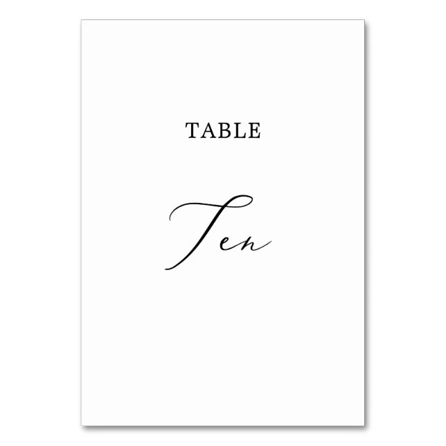 Delicate Black Calligraphy Table Ten Table Number (Front)