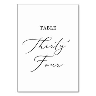 Delicate Black Calligraphy Table Thirty Four Number