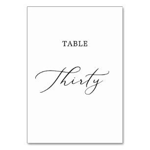 Delicate Black Calligraphy Table Thirty Table Number