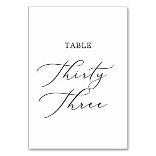 Delicate Black Calligraphy Table Thirty Three Number