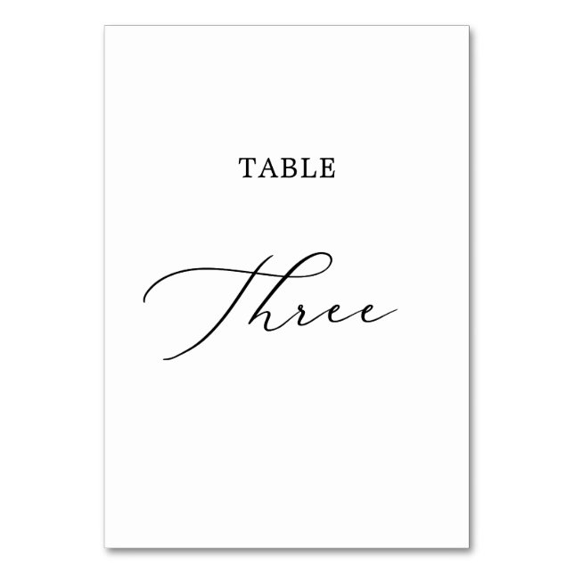 Delicate Black Calligraphy Table Three Number (Front)
