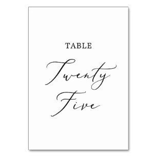 Delicate Black Calligraphy Table Twenty Five Number