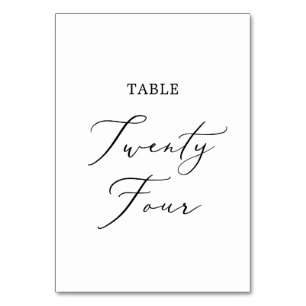 Delicate Black Calligraphy Table Twenty Four Number