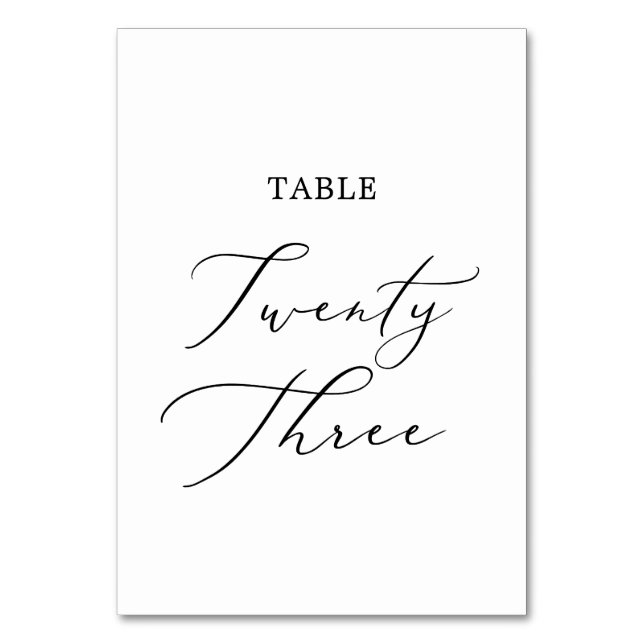 Delicate Black Calligraphy Table Twenty Three Table Number (Front)