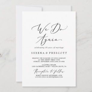 Delicate Black Calligraphy We Do Again Vow Renewal Invitation