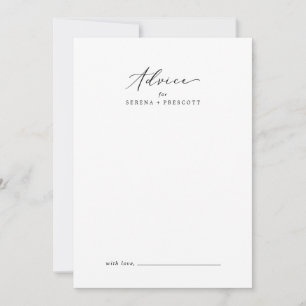 Delicate Black Calligraphy Wedding Advice Card