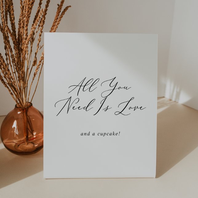 Delicate Black Calligraphy Wedding Cupcake Pedestal Sign (Creator Uploaded)