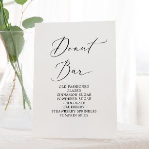 Delicate Black Calligraphy Wedding Doughnut Bar Pedestal Sign