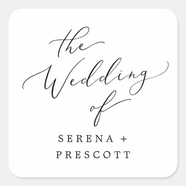 Delicate Black Calligraphy Wedding Envelope Seals (Front)