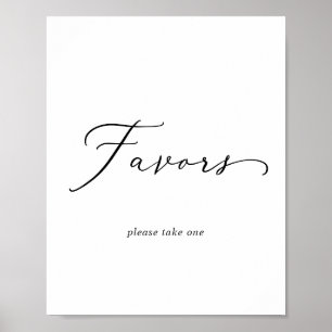 Delicate Black Calligraphy Wedding Favours Sign