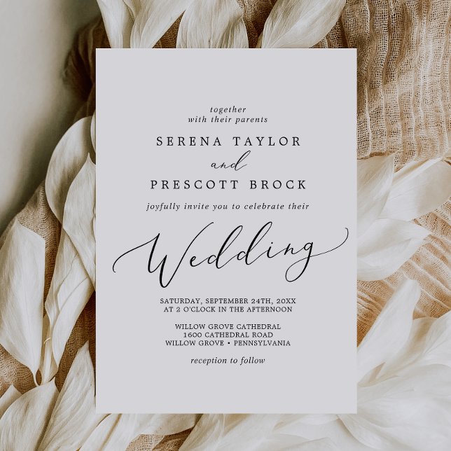 Delicate Black Calligraphy Wedding Invitation (Creator Uploaded)