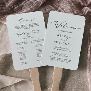 Delicate Black Calligraphy Wedding Party Program Hand Fan