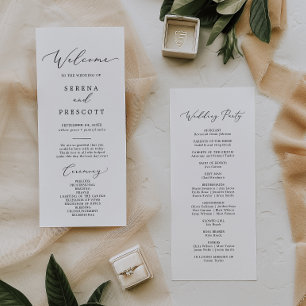 Delicate Black Calligraphy Wedding Party Program Programme
