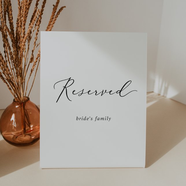 Delicate Black Calligraphy Wedding Reserved Pedestal Sign (Creator Uploaded)
