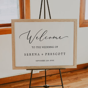 Delicate Black Calligraphy Wedding Welcome Poster