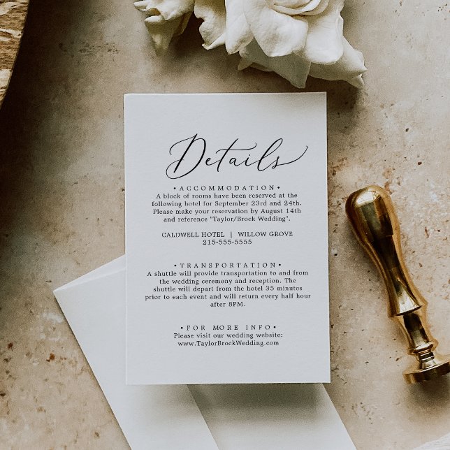 Delicate Black DIY Elegant Wedding Details Card (Delicate Black DIY Elegant Wedding Details Card)