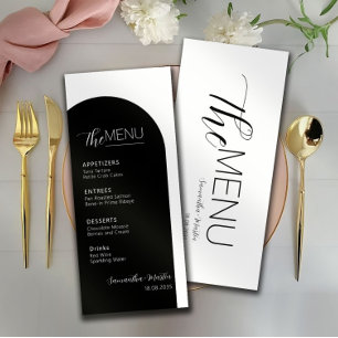 Delicate Black Minimal Script Wedding Menu