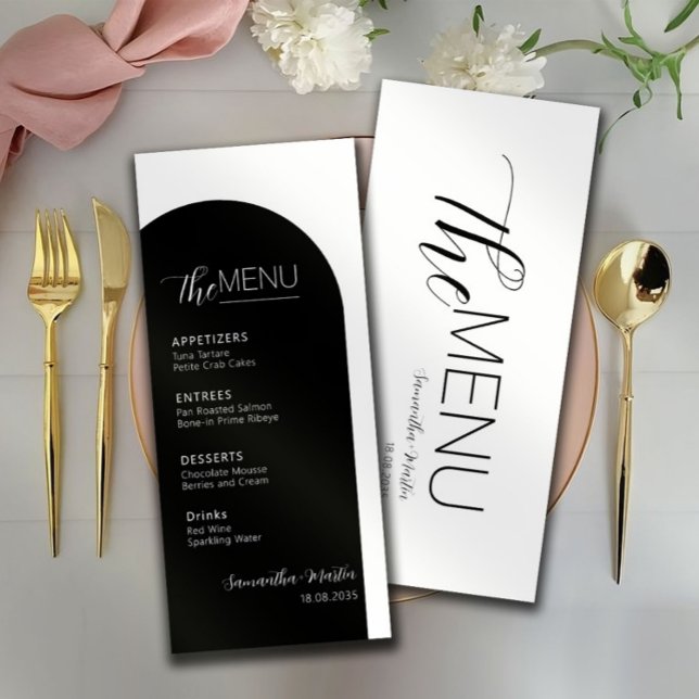Delicate Black Minimal Script Wedding Menu (Creator Uploaded)