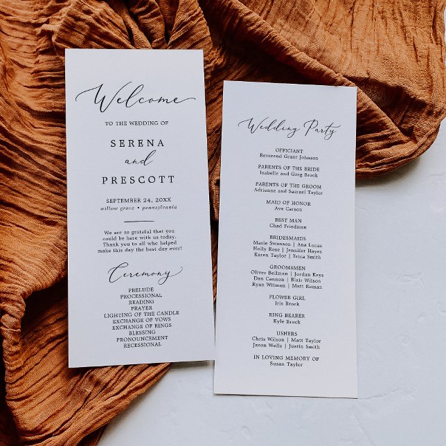 Delicate Black Printable Wedding Program Invitation (Creator Uploaded)