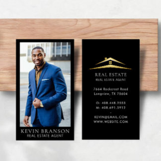 Delicate Black Professional Real Estate Business Card
