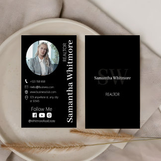 Delicate Black Realtor Professional Real Estate Business Card