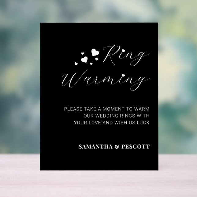 Delicate Black Rings Warming Wedding Acrylic Sign (Neutral)