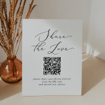 Delicate Black Share The Love QR Code Wedding Pedestal Sign<br><div class="desc">This delicate black share the love QR code wedding pedestal sign is perfect for a modern wedding. The romantic minimalist design features lovely and elegant black typography on a white background with a clean and simple look.</div>