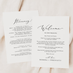 Delicate Black Wedding Welcome Letter & Itinerary
