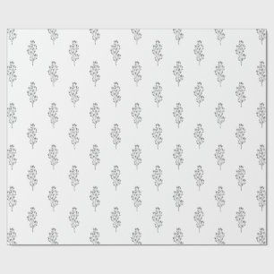 Delicate Black White Foliage Botanical Leaf Gift Wrapping Paper