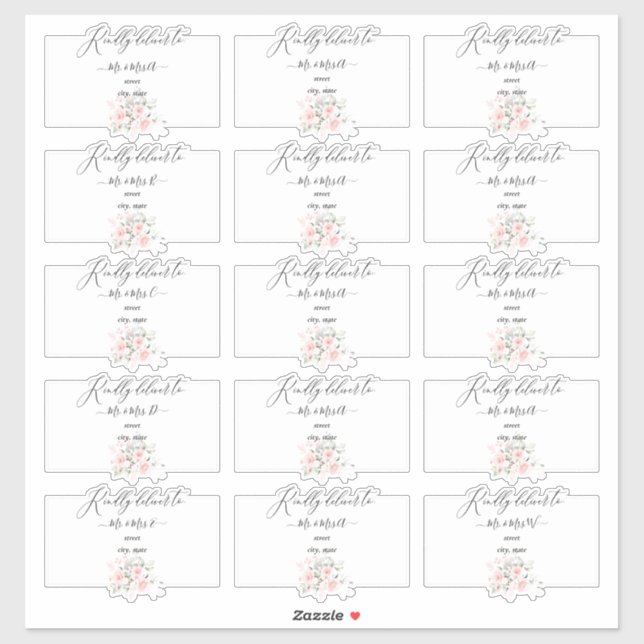 Delicate Bloom Blush Roses Guest Address (Sheet)