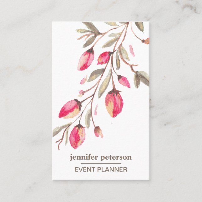 Delicate bloom  Floral Vertical Social Media Icons Business Card (Front)