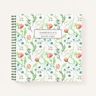 Delicate Blooms Personalised Recipe Notebook