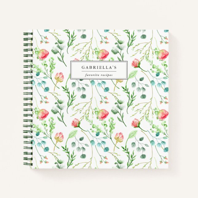 Delicate Blooms Personalised Recipe Notebook (Front)