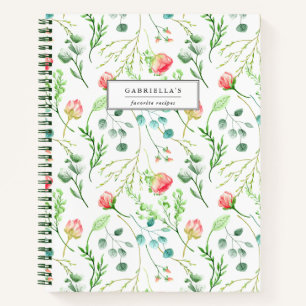 Delicate Blooms Personalised Recipe Notebook