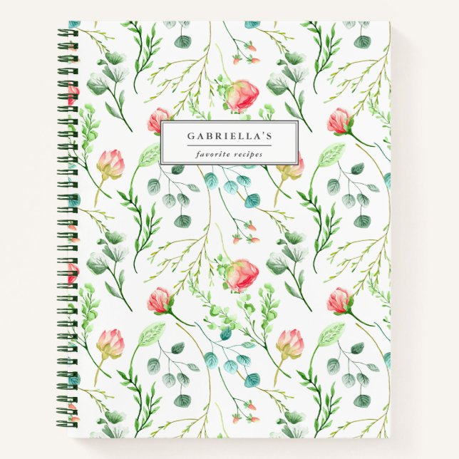 Delicate Blooms Personalised Recipe Notebook (Front)