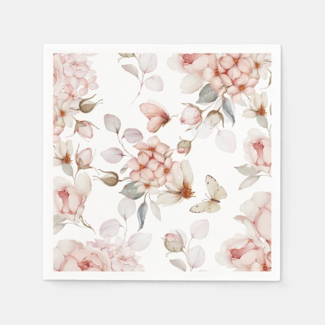 Delicate Blossoms and Butterflies Napkin (Front)