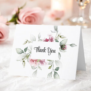 Delicate Blossoms Watercolor Floral Thank You Card