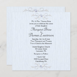 Delicate Blue 2 Wedding Invitation 